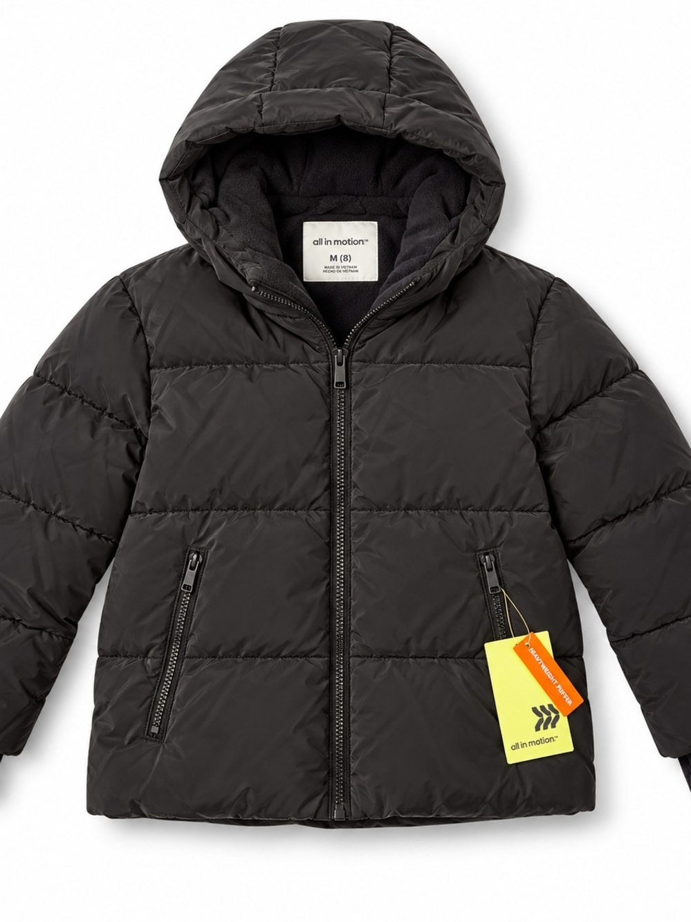 All in Motion Girls Heavyweight Puffer Jacket Size M 8 Black Athleisure Gorpcore